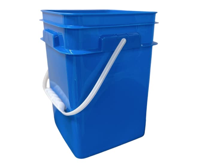 House Naturals 4 Gallon Square Food Grade Bucket Pail with Plastic Handles and Lid (Pack of 3) Made in USA containers (Blue) - color: Blue