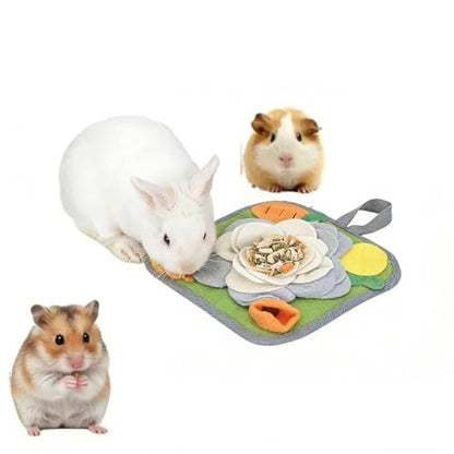 Rabbit Foraging Mat Snuffle Mat for Small Animals Rabbit Toy 11.81"x11.81" Rabbits Snuffle Mat Pets Interactive Feeding Matt Treat Dispenser for Bunny Guinea Pigs Ferrets Chinchillas (#B) - color: #B