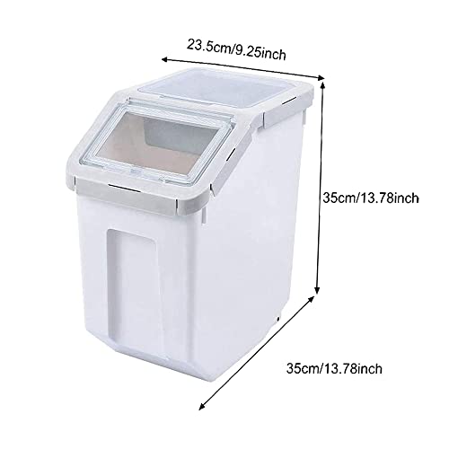 25LB/13L Airtight Flour Rice Grain Cereal Storage Container With Spoon & Measuring Cup & Handle, 2 Pack (Holds 50LBS) Pet Dog Cat Dry Food Bin, Easy to Move & Keep Food Fresh(400 oz)