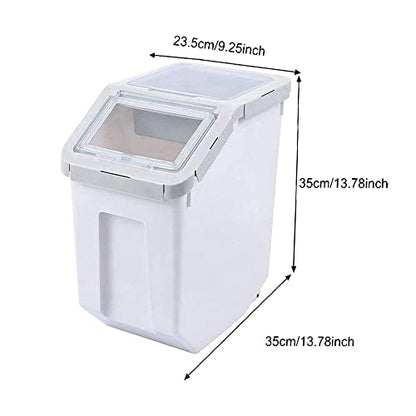 25LB/13L Airtight Flour Rice Grain Cereal Storage Container With Spoon & Measuring Cup & Handle, 2 Pack (Holds 50LBS) Pet Dog Cat Dry Food Bin, Easy to Move & Keep Food Fresh(400 oz)