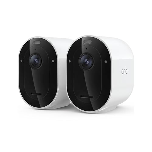 Arlo Pro Security Camera 2K HDR (6th Gen, 2025 Release) - Wireless Outdoor Camera, Rechargeable Removeable Battery, Event Captions, Emergency Response, 1-Month Trial of Secure Plan, 2 Cam, White - color: White, size: 2 Cameras, style: Standard Battery