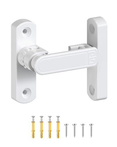 Adjustable Barn Door Locks, 90/180 Degree Sliding Door Latch, Protect Home Security Gate Latch for Bedroom, Barn, Cabinet, Garden, Fence (White-1 Pc) - color: White-1 Pc