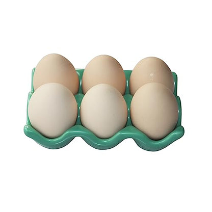 Ceramic Egg Holder Egg Tray Porcelain Fresh Egg Holder for Fridge Countertop Kitchen Storage Half Dozen 6 Cups - color: Green