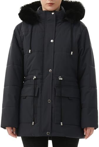 MOERDENG Women's Warm Winter Puffer Coat Thicken Fleece Lined Down Jacket Faux Fur Detachable Hood Snow Parka - color: Darkgrey, size: Large