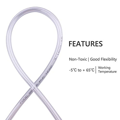 DERNORD PVC Tubing 3/16"ID X 5/16"OD Flexible Clear Vinyl Hose 10 Feet for Food Grade - size: 10 Feet, style: 3/16"ID X 5/16"OD