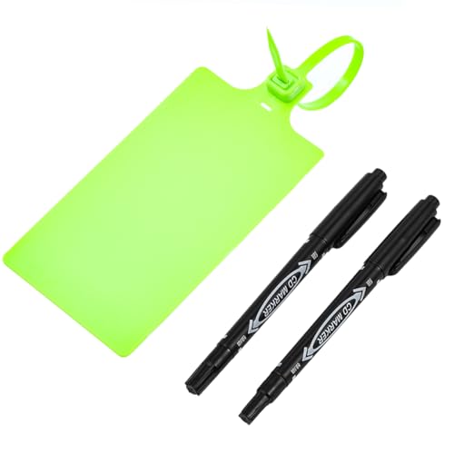 Tenshun 100 PCS Light Green Plastic Tags for Labeling Waterproof Hanging Writable Storage Tags for Outdoors Plastic Seals Shipping Label Logistics Use with Two Permanent Marker Pens - color: Light Green, size: 100 PCS