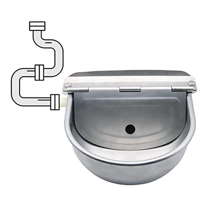 Stainless Steel Livestock Water Bowl with Float Valve Tank,Automatic Farm Water Bowl for Horse, Cow, Goat, Sheep, Dog Drinking Waterer - size: No Pipe