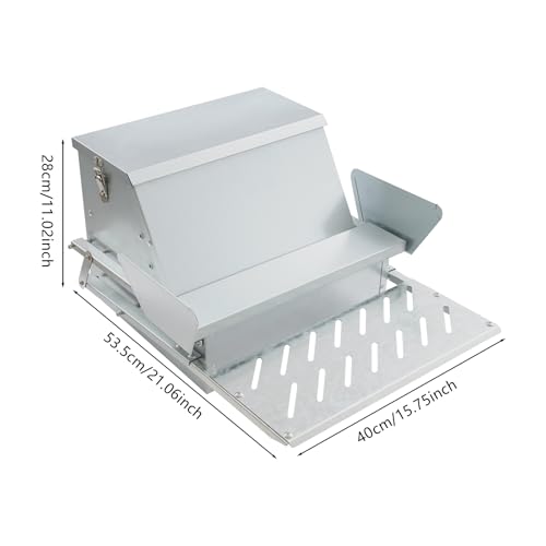 25LB Automatic Chicken Feeder with Rainproof Lid, Metal Treadle Feeder for Chickens, Ducks, Geese
