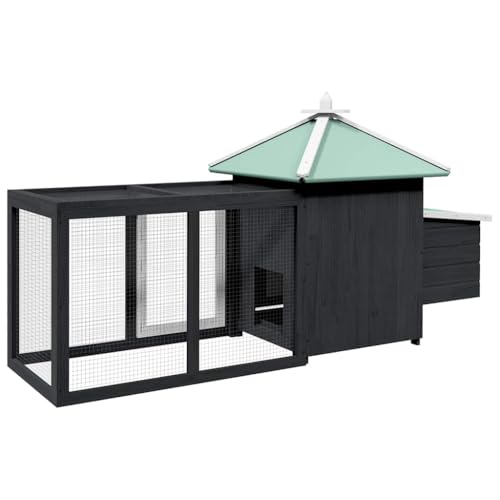 Rustic Chicken Coop 75x75x40 in Grey Solid Firwood Plywood Nest Box Large Run Outdoor Poultry House Easy Clean for Backyard Small Flock - color: Grey