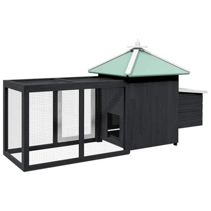 Rustic Chicken Coop 75x75x40 in Grey Solid Firwood Plywood Nest Box Large Run Outdoor Poultry House Easy Clean for Backyard Small Flock - color: Grey