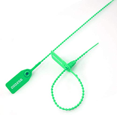 1000 Numbered Plastic Security Seals Pull Tight Tamper Evident Tags Disposable Self-Locking Zip Ties Pull Tite Tags for Fire Extinguisher 250mm (Green) - color: Green, size: 1000