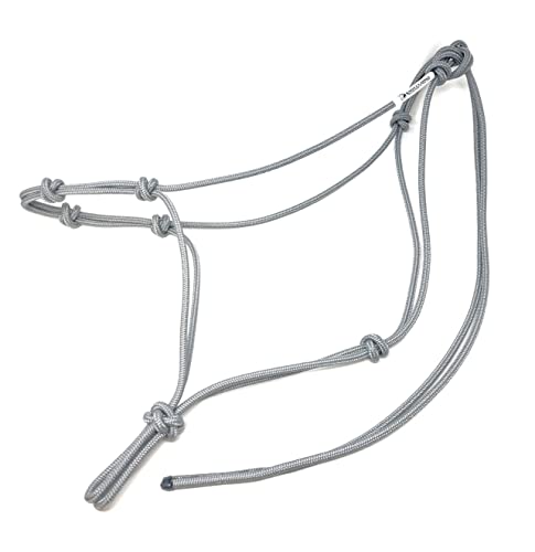 Horse Rope Training Halter - 4 Knot 1/4" Stiff Halter Cord - Used by Famous Trainers Multiple Sizes Multiple Colors - color: Grey, size: Mini
