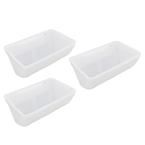 Hanging Poultry Feeder Large Capacity Space Saving Plastic Hanging Chicken Feeder Trough for Farm (White) - color: White