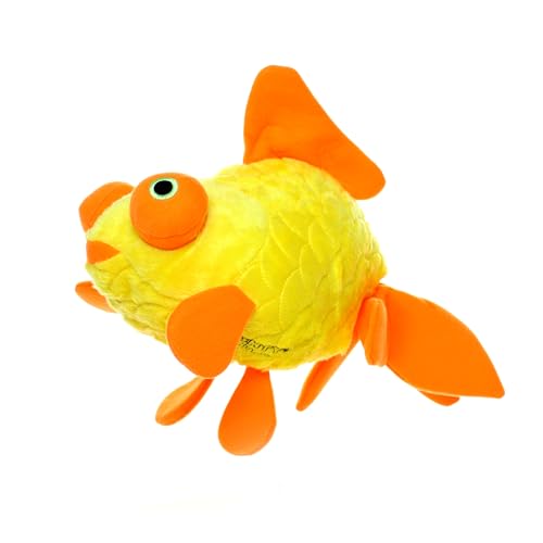 MIGHTY- Massive-Ocean-Goldfish-Squeaker-Multiple Layers. Made Durable, Strong & Tough. Interactive Play Dog Toy (Tug, Toss & Fetch). Machine Washable & Floats | Multiple Layers & Reinforced Seams , Washable and Floats , Mighty® Construction - color: Yello
