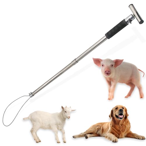 Dog Catcher Pole, Portable Hog Pig Catcher Pole,Stainless Steel Animal Control Pole Tool for Pig Dog Animals Swine, Livestock Farm Equipment