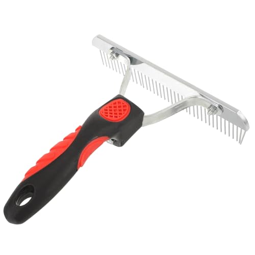 Horse Fur Rake with Ergonomic Non Slip Handle Durable Rubber and Metal Horse Shedding Comb for Hair Removal and Skin Friendly Grooming of Domestic Animals