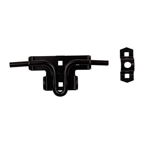 National Hardware N165-506 Sliding Bolt Gate Latch - Heavy Duty Steel Door and Fence Gate Hardware with WeatherGuard Protection - Black Finish - Padlock Compatible