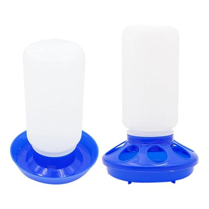Chick Feeder and Waterer Set, Chick Starter Set 2 in 1, Chicken Waterer and Feeder, 1L Poultry Watering and Feeding Station, Quail Feeders and Waterers for Home Use - color: Blue