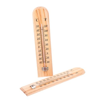 BESPORTBLE 2pcs Wooden Thermometer for Accurate Measurement and Livestock Farming Design for Indoor and Outdoor Use