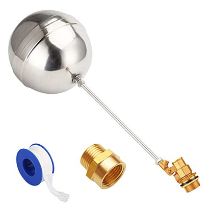 Uenede Float Ball Valve DN20 3/4" Male Thread Stainless Steel Floating Ball Brass Valve Automatic Switch for Stock Tank Pool Water Level Control - size: 3/4"-1PCS