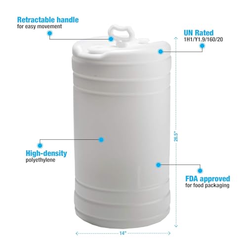 15 Gallon Drum | Tight Head Drum | Water Storage | Chemical Storage | 2" & 3/4" Fittings | Food Grade | BPA Free | HDPE |UN Rated | (Blue, 15 Gallons) - color: Blue