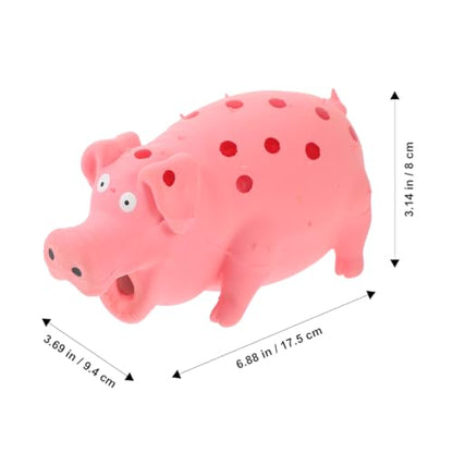 POPETPOP Squeaky Pig Dog Toy, Durable Dots Latex Chew Toy with Sound Squeaker for Small, Medium & Large Dogs Puppies Biting Chasing and Interactive Play (Pink)