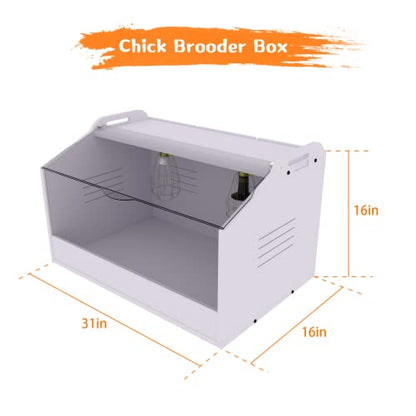 Brooder Box for Chicks ，Chick Brooder Heat up to 35 Chicks with Heat Lamp Set Brooder Box，Suitable for Chicks/Duck/Parrot/Lizard （31" X 16" X 16"） - size: 31" X 16" X 16"
