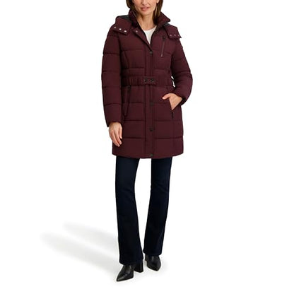 Nautica Women's Maxi Puffer - color: Chianti, size: Large