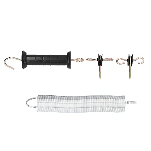 Pssopp Electric Fence Gate Kit, PP Iron Spring Door Accessory with Insulated Handle, 5 Meters for Livestock