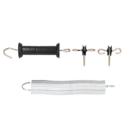 Electric Fence Gate Kit with Spring Handle and Insulated Nails, 5 - Meter Galvanized PP Iron Gate Accessory for Livestock Electric Fence Systems
