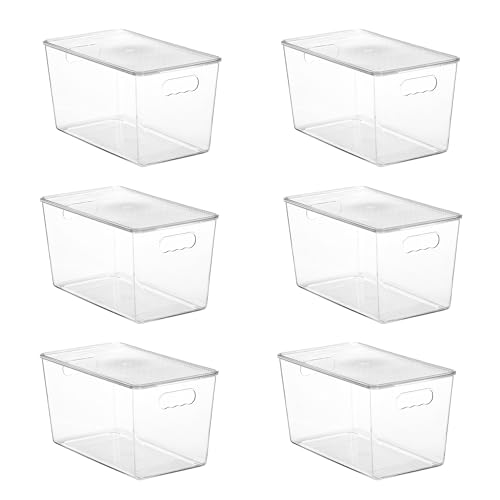 Vtopmart 6 Pack Clear Stackable Storage Bins with Lids,XLarge Plastic Containers with Handle for Pantry Organizer and Storage,Perfect for Kitchen,Fridge,Cabinet, Closet,Bathroom Organization - size: XL(13"L x 7.4"W x 7"H)