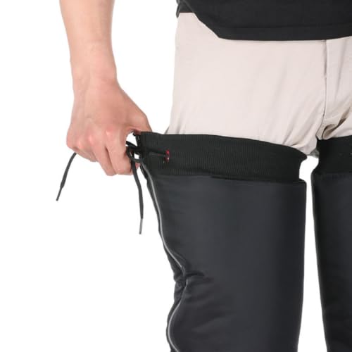 1 Pair Windproof Hiking Leg Gaiters for Men, Black Pu Material Calf Sleeves with Reflective Features, Thickened Warm Leg Covers for Motorcycle and Electric Bike Riding