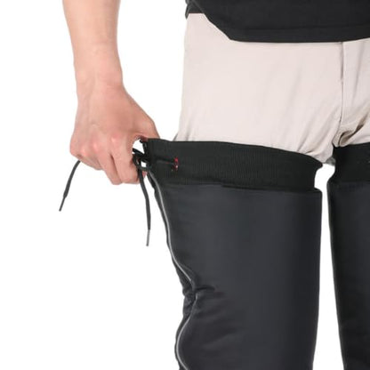 1 Pair Windproof Hiking Leg Gaiters for Men, Black Pu Material Calf Sleeves with Reflective Features, Thickened Warm Leg Covers for Motorcycle and Electric Bike Riding