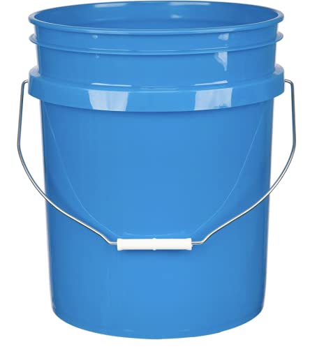 House Naturals 5 Gallon Food Grade Bucket Pail with Airtight Screw on Lid (Pack of 3) BPA Free Made in USA- 3 Colors (Aqua, Blue, Gray, Black lids)