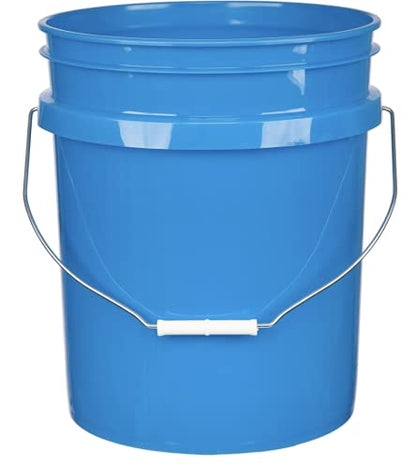 House Naturals 5 Gallon Food Grade Bucket Pail with Airtight Screw on Lid (Pack of 3) BPA Free Made in USA- 3 Colors (Aqua, Blue, Gray, Black lids)
