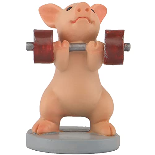 Pig Statue Mini Pig Figurine, Resin Home Decor, Lucky Animal Garden Statue for Micro Landscape (Pig Lifts Dumbbells) - color: Pig Lifts Dumbbells