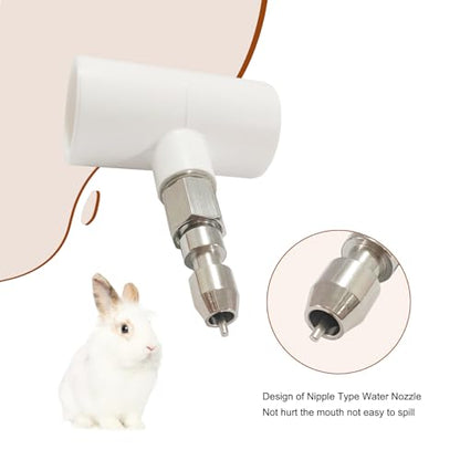 Stainless Steel Rabbit Water Nipples Metal Automatic Watering System Kit with PVC Tee for Guinea Pig, Hamster, Ferrets Other Rodent Small Animals(6Pcs)