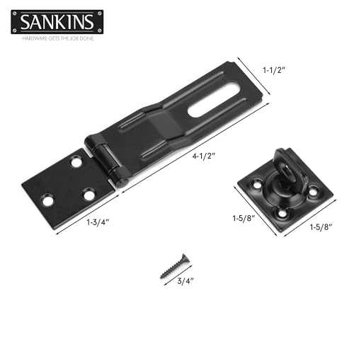 4-1/2" Swivel Staple Safety Hasps, Gate Door Hasp Latches Safety Packlock Clasp Locking with Twist Knob for Fence, Gate, Cabinet, Black - color: Black
