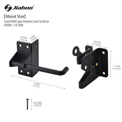 Heavy Duty Automatic Gate Latch for Wooden Fences,Self Locking Metal Gates for Vinyl Fence Outswinging Pool Gate Door Latches, Black