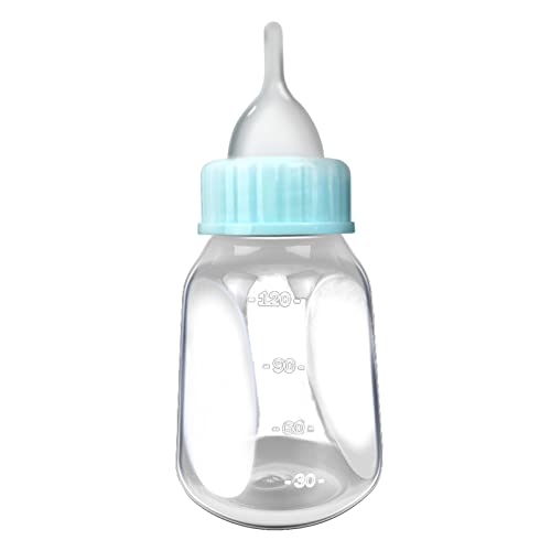4 Pieces Pet Feeding Bottles Kit Newborn Small Animal Milk Bottle for Kitten Puppy Nursing Nipple Brush 4oz - color: Blue
