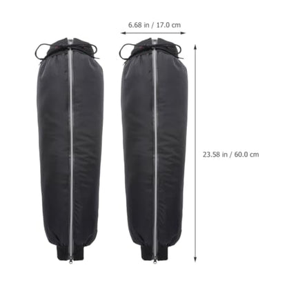 KALLORY 1 Pair Waterproof Thick and Insulated Leg Gaiters for Hiking and Long Riding, Black Pu and Lint Material Calf Covers for Outdoor Protection and Warmth