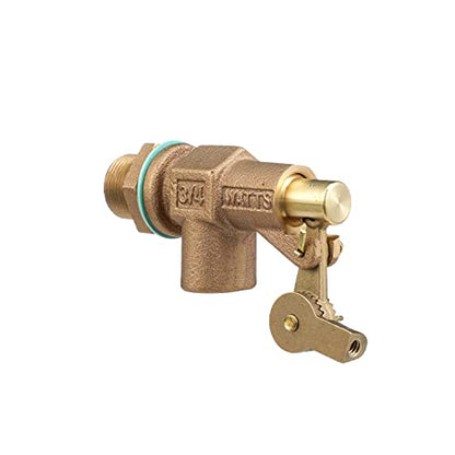 Watts 750 Series 3/4" Bronze Heavy Duty Float Valve, Female NPT Threaded Inlet, Machined Flange, Serrated Arms, Replaceable Seals, Locknut & Gasket for Bulkhead Mount, Max Working Temperature 180° F