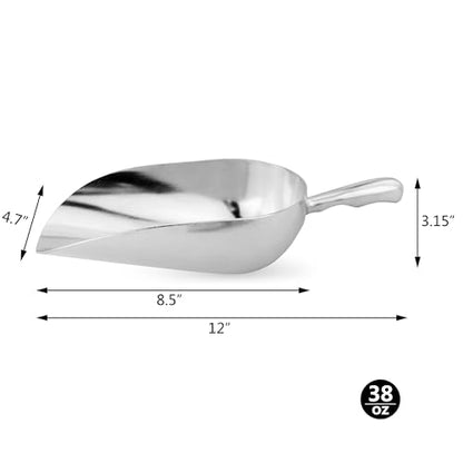 New Star Foodservice 34561 One-Piece Cast Aluminum Round Bottom Bar Ice Flour Utility Scoop, 38-Ounce, Silver (Hand Wash Only) - size: 38-Ounce-1
