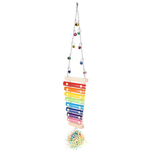 Chicken Xylophone Toy,Hens Parrots Hanging Wooden Pecking Xylophone with Bell Coop Chicken Pecking Toys Chicken Swing Ladder Toys