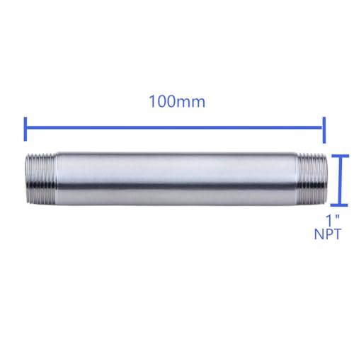 CONSTELLAR 304 Stainless Steel Pipe Nipple - 1" NPT Male x 1" NPT Male Threaded Fitting, 4 Inch (100mm) Length 3mm Wall Thickness Heavy Duty Seamless Pipe Nipple for Water Gas Oil fluid (1 Pack) - size: 1" NPT Male x 1" NPT Male, style: 100mm (4 inch)