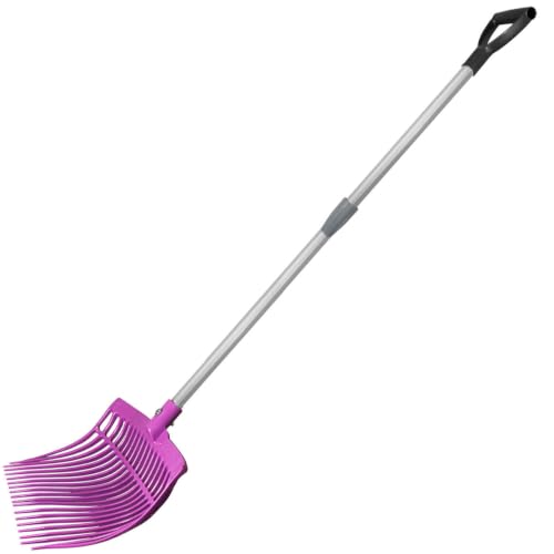 Country Pride Original Farm Fork, Durable Polycarbonate 16-Tine Barn Fork, Telescopic Aluminum Handle 2.5-3.7 ft, Lightweight UV-Stabilized, Heavy-Duty Stall and Hay Tool (Red)