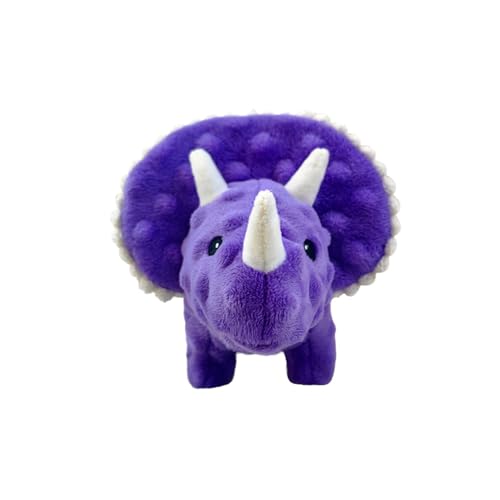 Squeaky Dog Toys Plush Dog Toy with Crinkle Paper Stuffed Durable Dog Chew Toys for Small Middle and Large Dogs Triceratops Purple - color: Triceratops Purple