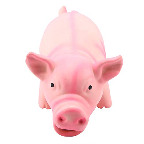 Dog Chew Squeaky Toy, Cute Pig Grunting Teething Toy for Puppies Small Dogs Latex Rubber Yellow 16 x 8 x 8 cm 1 Piece
