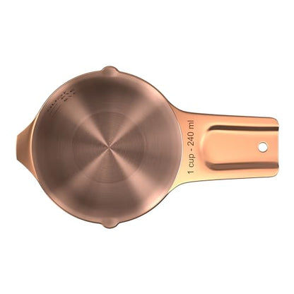 Color Up 1 Cup Measuring Cup (240 ml) – Premium Copper Stainless Steel, Accurate for Wet & Dry Ingredients, Embossed Markings, Easy-Pour Spouts, Dishwasher-Safe, Kitchen Essential - size: 1 Cup (240 ml) Copper