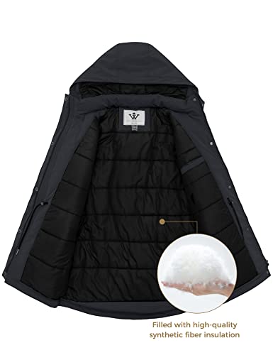 WenVen Women's Waterproof Winter Coats Warm Thicken Puffer Jackets with Detachable Hood - color: Grey, size: Small